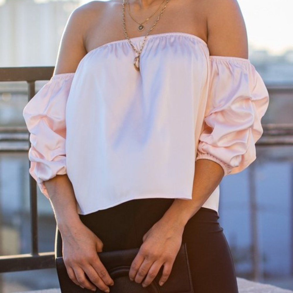 Rosé Babe Satin Pink Top - Picture 6 of 11